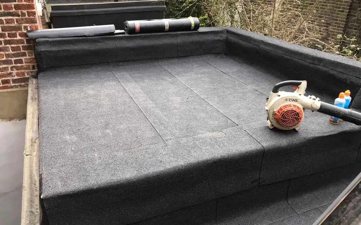 Three layer felt roof installation in London by City Building and Roofing Ltd