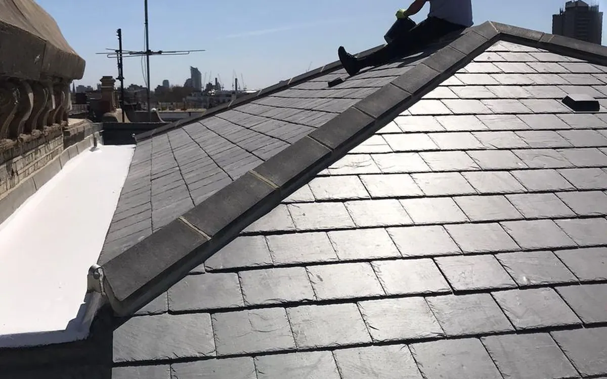 Newly installed slate roof on a London property by City Building and Roofing Ltd