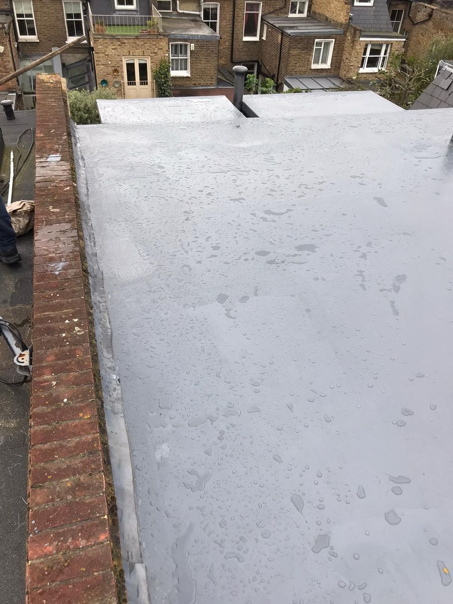 New GRP fibreglass flat roof on a rear extension in Fulham after installation