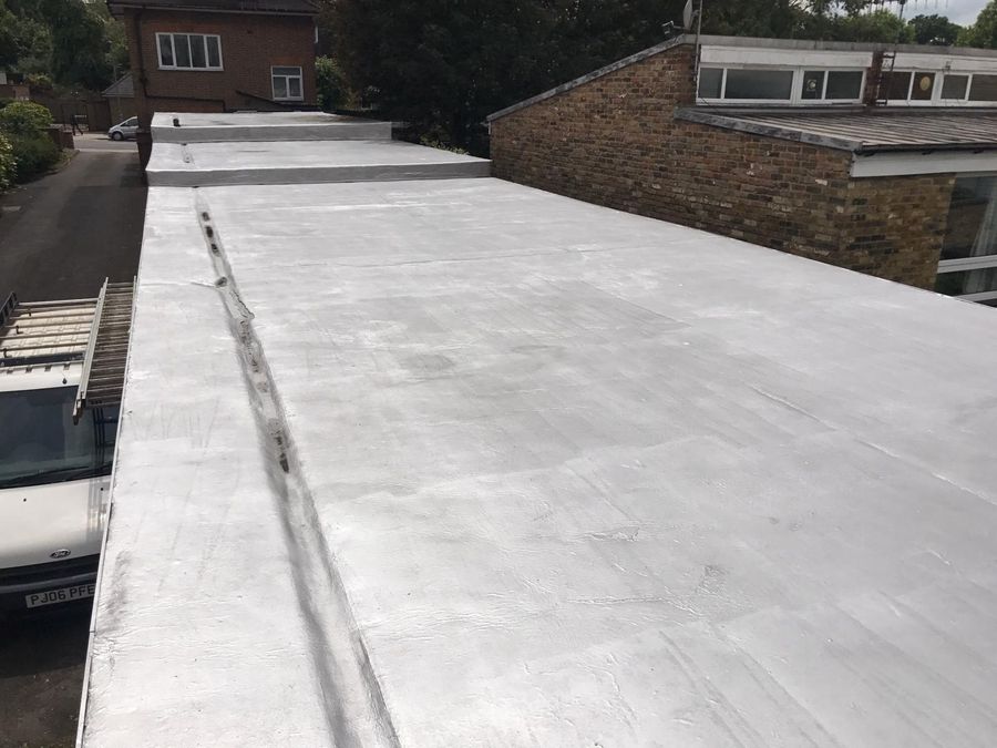 Completed flat roof replacement on a commercial office building in Central London