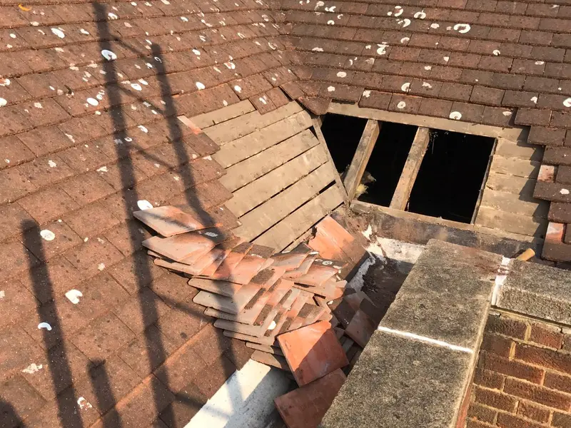 Pitched roof repair work in progress on a London property by City Building and Roofing Ltd